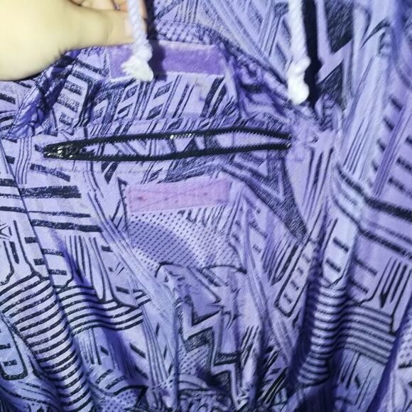 VINTAGE MISTRAL Purple & Black Abstract Comic Oversized Rain Coat Size Large - Picture 6 of 16